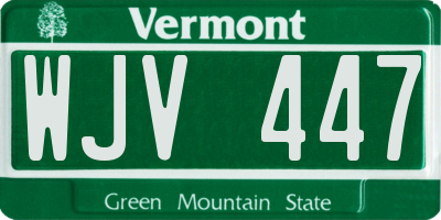 VT license plate WJV447