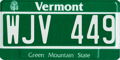 VT license plate WJV449