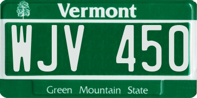 VT license plate WJV450