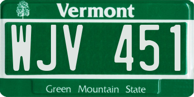 VT license plate WJV451