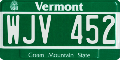 VT license plate WJV452