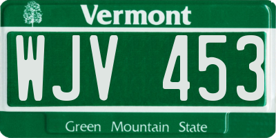 VT license plate WJV453