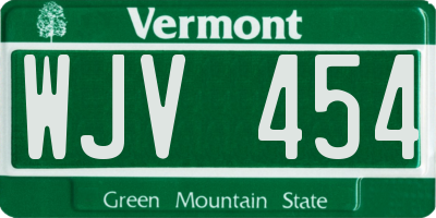 VT license plate WJV454