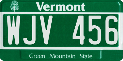 VT license plate WJV456