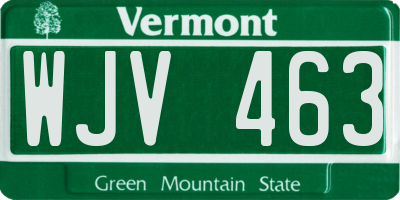 VT license plate WJV463