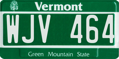 VT license plate WJV464