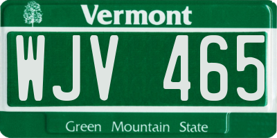 VT license plate WJV465