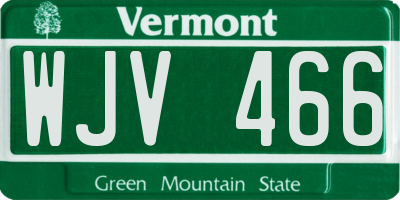VT license plate WJV466