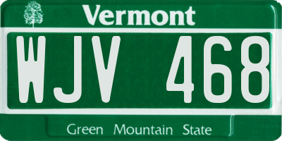 VT license plate WJV468