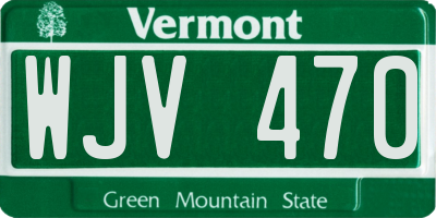 VT license plate WJV470