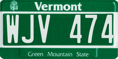 VT license plate WJV474
