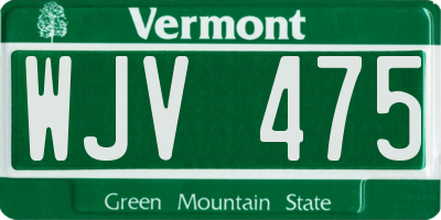 VT license plate WJV475