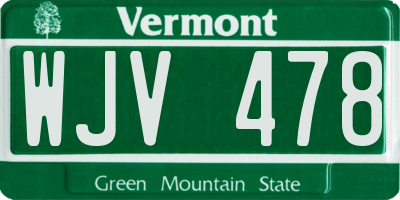 VT license plate WJV478