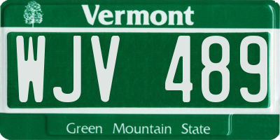 VT license plate WJV489