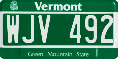 VT license plate WJV492
