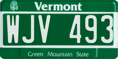 VT license plate WJV493