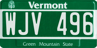 VT license plate WJV496
