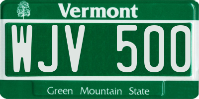 VT license plate WJV500