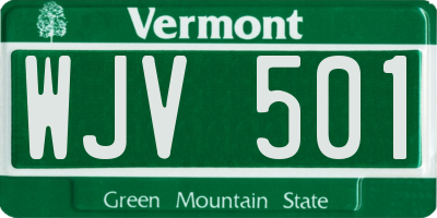 VT license plate WJV501