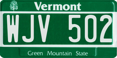 VT license plate WJV502
