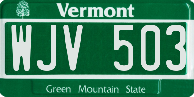 VT license plate WJV503
