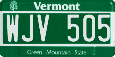 VT license plate WJV505