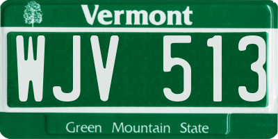 VT license plate WJV513