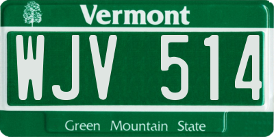 VT license plate WJV514