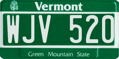 VT license plate WJV520