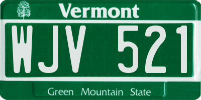 VT license plate WJV521