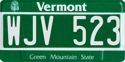 VT license plate WJV523