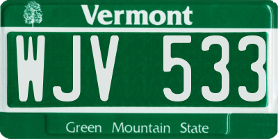 VT license plate WJV533