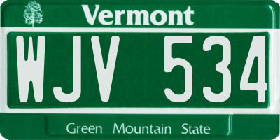 VT license plate WJV534
