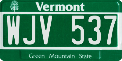 VT license plate WJV537