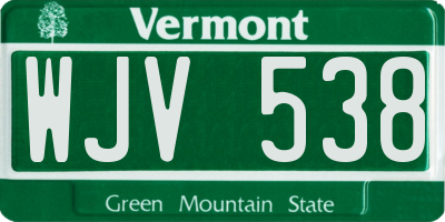 VT license plate WJV538