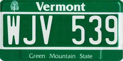 VT license plate WJV539