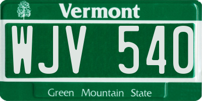 VT license plate WJV540