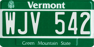 VT license plate WJV542