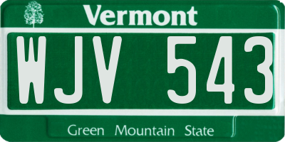 VT license plate WJV543