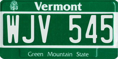 VT license plate WJV545