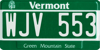 VT license plate WJV553