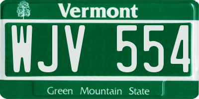 VT license plate WJV554