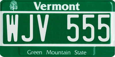 VT license plate WJV555