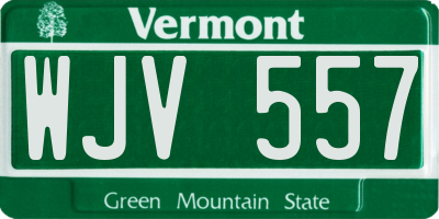 VT license plate WJV557