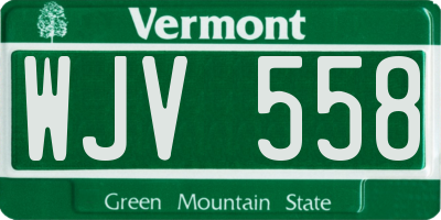 VT license plate WJV558