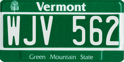 VT license plate WJV562