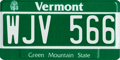 VT license plate WJV566
