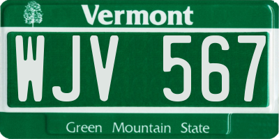 VT license plate WJV567