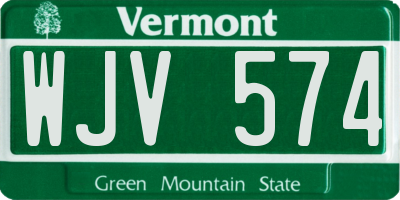 VT license plate WJV574