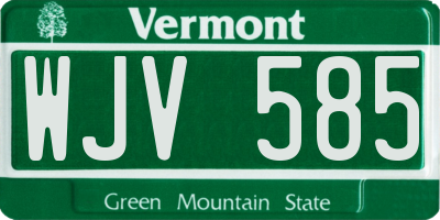 VT license plate WJV585
